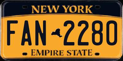 NY license plate FAN2280