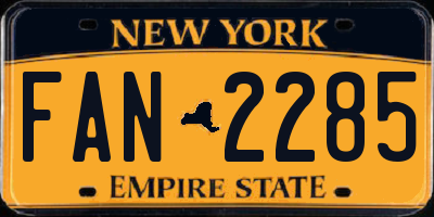 NY license plate FAN2285