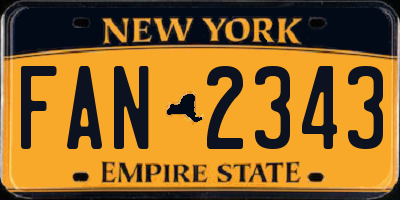 NY license plate FAN2343