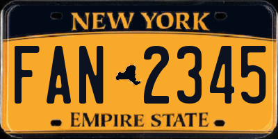 NY license plate FAN2345