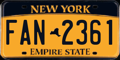 NY license plate FAN2361