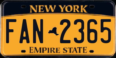 NY license plate FAN2365