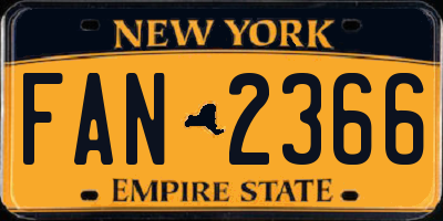 NY license plate FAN2366