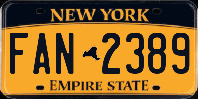 NY license plate FAN2389