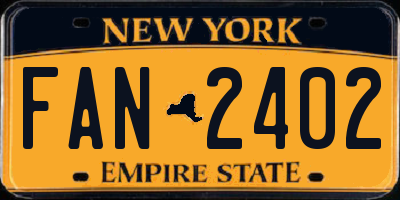NY license plate FAN2402