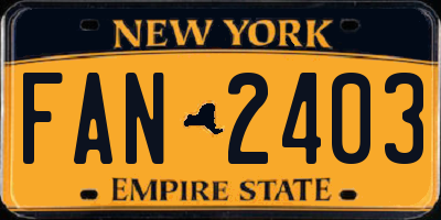 NY license plate FAN2403