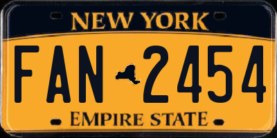 NY license plate FAN2454