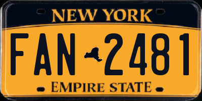 NY license plate FAN2481