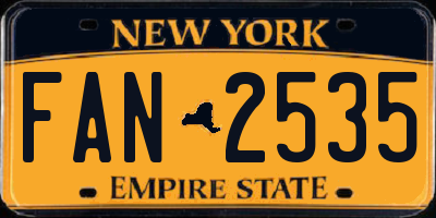 NY license plate FAN2535