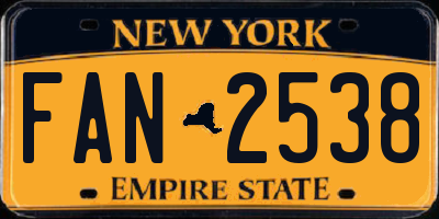 NY license plate FAN2538