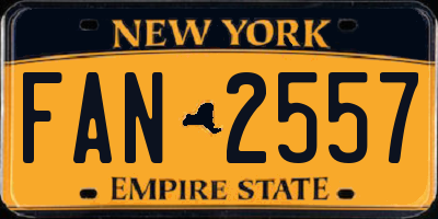 NY license plate FAN2557
