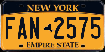 NY license plate FAN2575