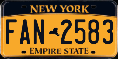 NY license plate FAN2583