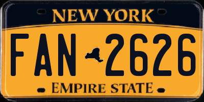 NY license plate FAN2626