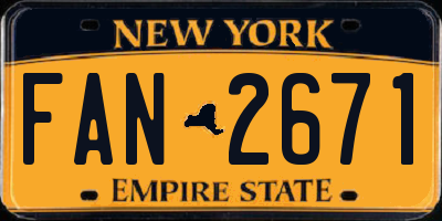 NY license plate FAN2671