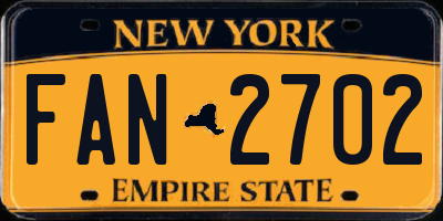 NY license plate FAN2702