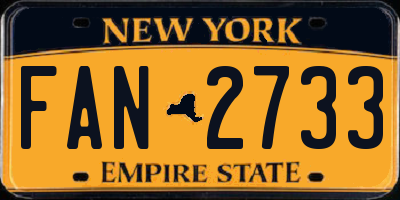 NY license plate FAN2733