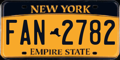 NY license plate FAN2782