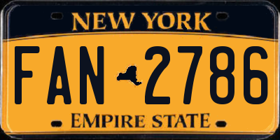 NY license plate FAN2786