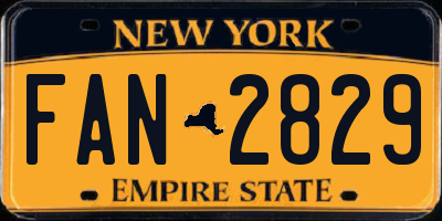 NY license plate FAN2829