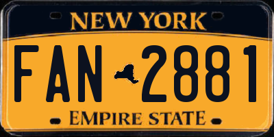 NY license plate FAN2881