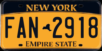 NY license plate FAN2918
