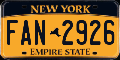 NY license plate FAN2926