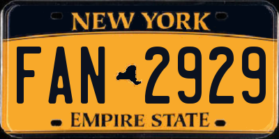 NY license plate FAN2929