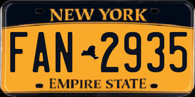 NY license plate FAN2935