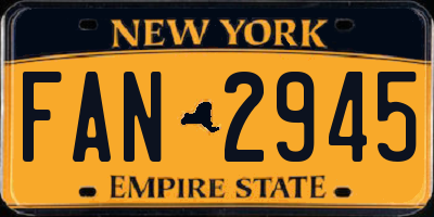 NY license plate FAN2945