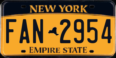 NY license plate FAN2954
