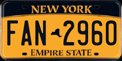 NY license plate FAN2960