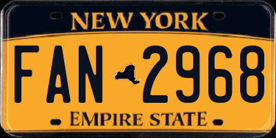 NY license plate FAN2968