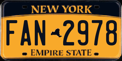 NY license plate FAN2978