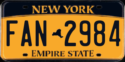 NY license plate FAN2984
