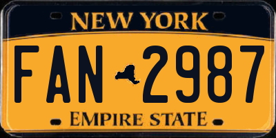 NY license plate FAN2987