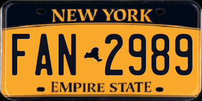 NY license plate FAN2989