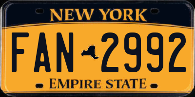 NY license plate FAN2992
