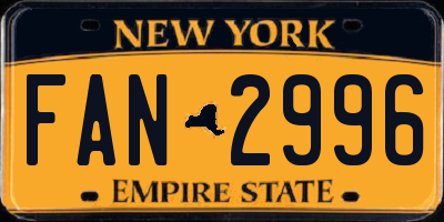 NY license plate FAN2996