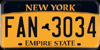 NY license plate FAN3034