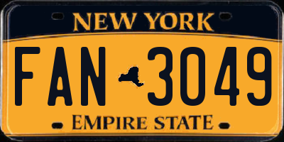 NY license plate FAN3049