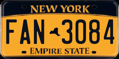 NY license plate FAN3084