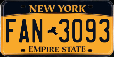 NY license plate FAN3093