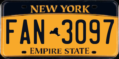 NY license plate FAN3097