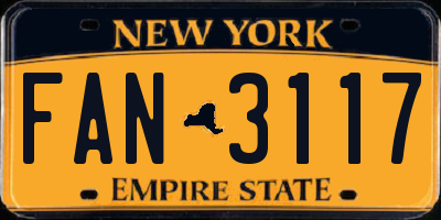 NY license plate FAN3117
