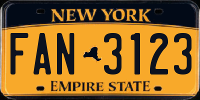 NY license plate FAN3123
