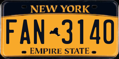 NY license plate FAN3140