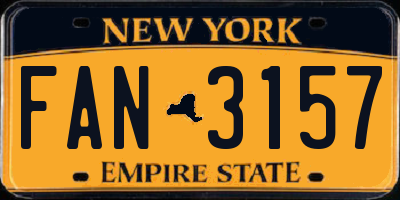 NY license plate FAN3157