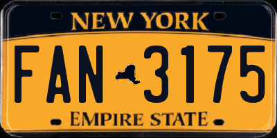 NY license plate FAN3175