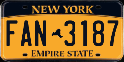 NY license plate FAN3187